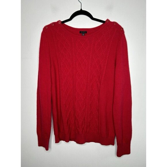Talbots Lambswool Blend Fisherman Cable Knit Sweater Red Size Large - Picture 1 of 13
